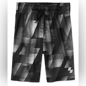 The Childrens Place Boys Print Performance Basketball Shorts Black & Gray XXL-16